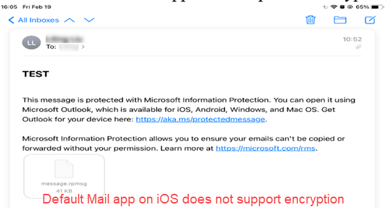 Mail app cannot open encrypted messages