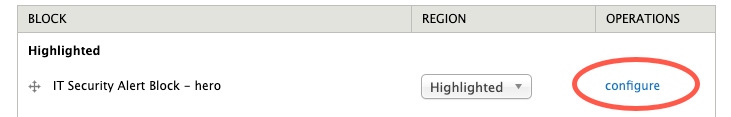 Configure block