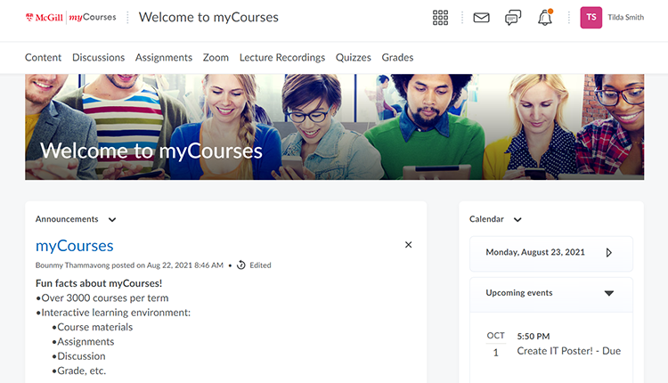 myCourses widgets