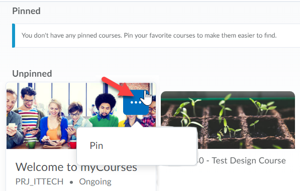 myCourses pinned/unpinned