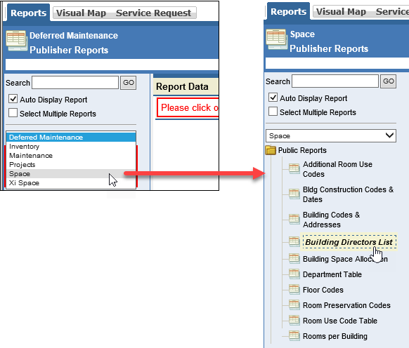 Reports available within a category