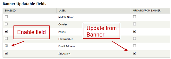 Updateable fields