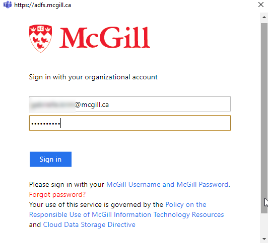 McGill sign in
