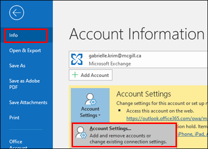 File Account Settings