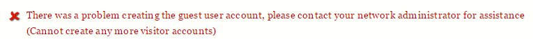 Error creating guest account