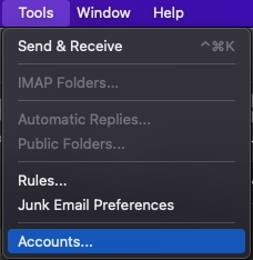 Tools menu in Outlook