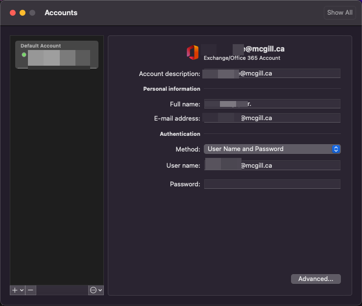 Verify account screen in Outlook