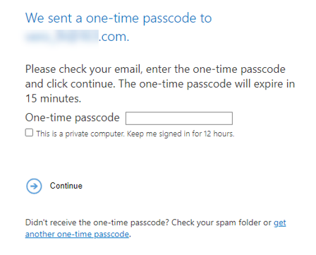 Enter one-time passcode